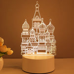 3D architectural model night light on a brown background