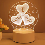 LED night light with 'I LOVE YOU' text on a brown background